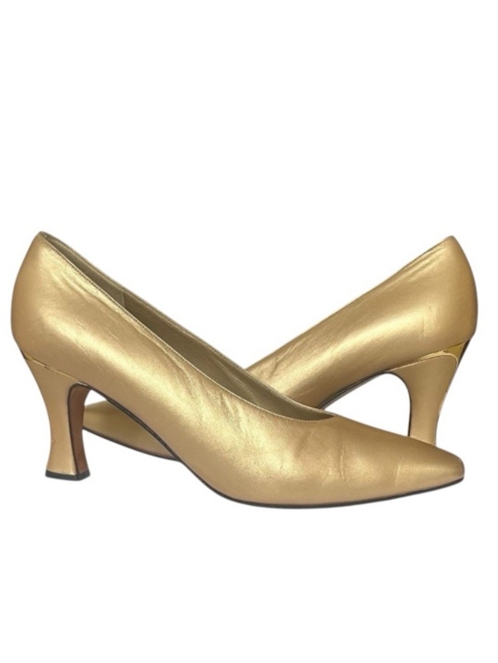 St. John Gold Leather Heels Size 8AA